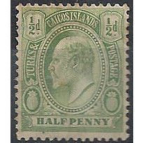 Turks & Caicos Islands 1909 SG117 1/2d Yellow-Green Mounted Mint .. ..