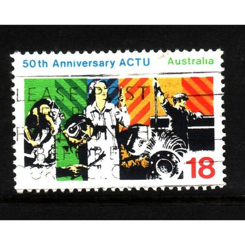 AUSTRALIA 1977 SG 654 18c TRADE UNIONS FINE USED#