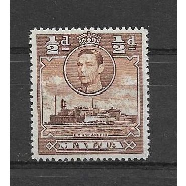 Malta.SG218a 1/2d H.M.S. St Angelo (Red-Brown).Mounted Mint.Mar17a
