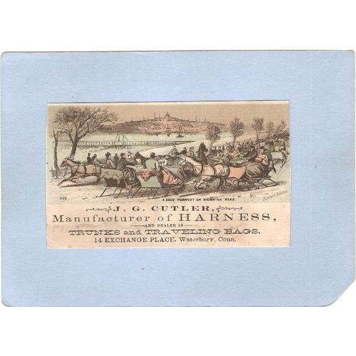 CT Waterbury Victorian Trade Card J. G. Cutler, 14 Exchange Place~138