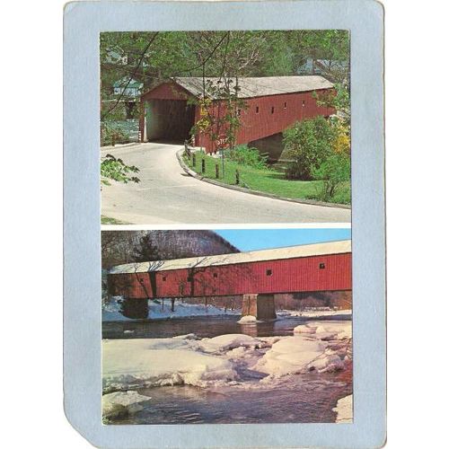 CT West Cornwall Covered Bridge Postcard Bridge Over Housatonic River 2 Vi~38