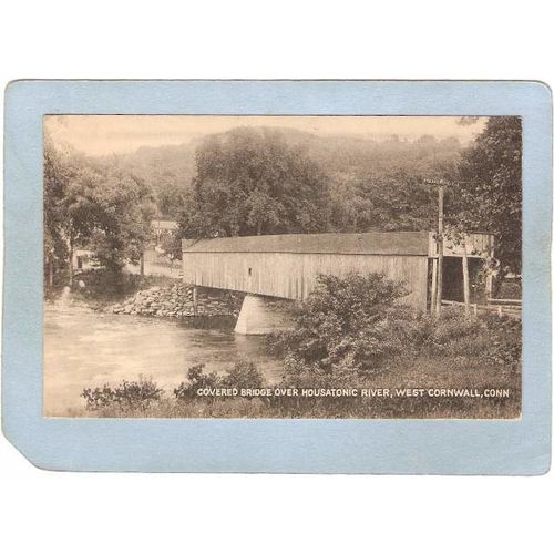 CT West Cornwall Covered Bridge Postcard Bridge Over Housatonic River Worl~39