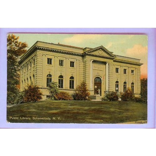 New York Schenectady Public Library Front View Large Old Stone Library Bui~225