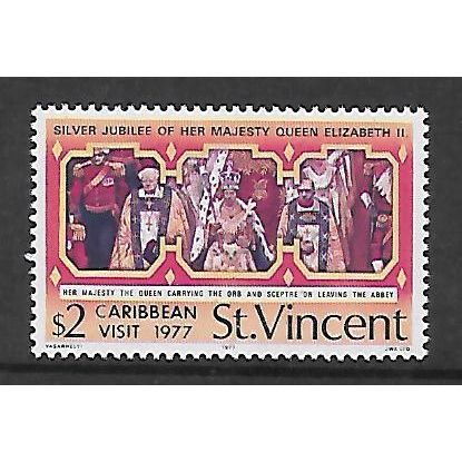 ST VINCENT 1977 SILVER JUBILEE ROYAL VISIT $2 QUEEN ELIZABETH M MINT
