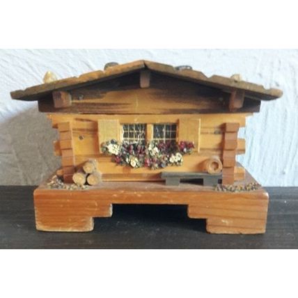 Wooden 'SWISS CHALET' Musical Trinket Box, vintage, retro