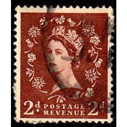 Great Britain 1955 Queen Elizabeth II 2d Used Stamp QE II