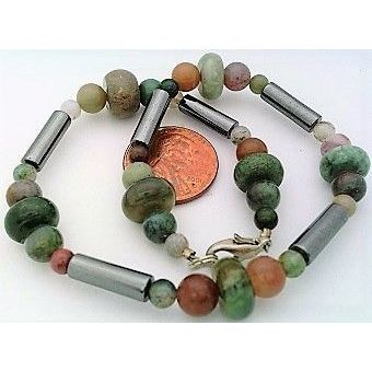 Hematite Fancy Jasper Beaded Gemstone Anklet Bracelet 3