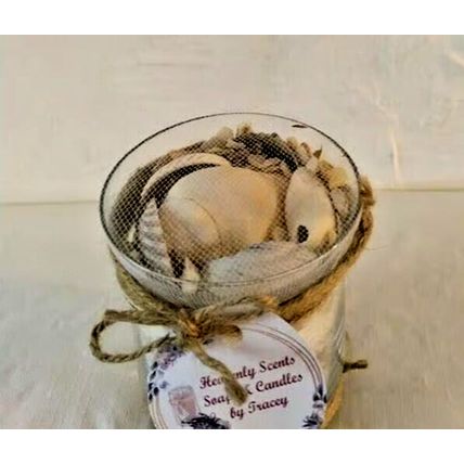 Nautical Beach Theme Glass Jar W/Seashells, Sand & Twine Handmade Artisan Decor