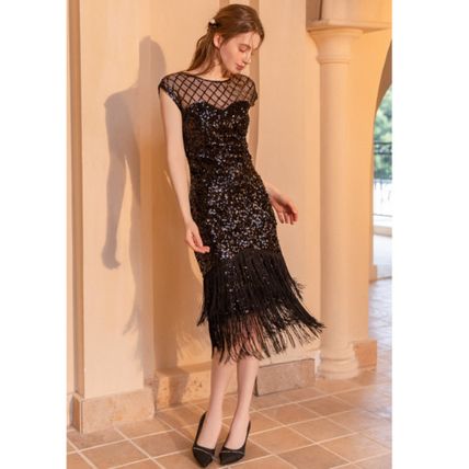 Womens Flapper Dresses Vintage 1920s Sequin Fringed Tassels Cocktail Party Dress