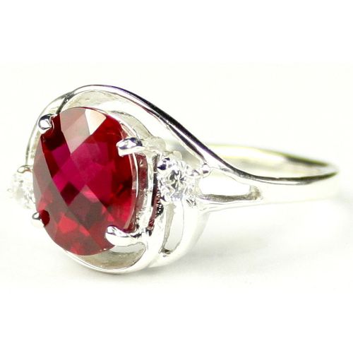 Created Ruby, 925 Sterling Silver Ladies Ring, SR021