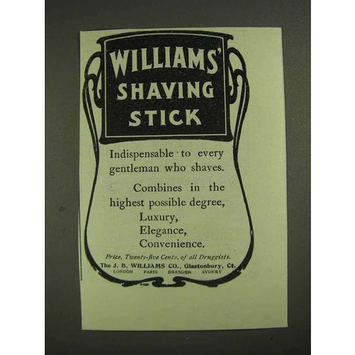 1903 Williams' Shaving Stick Ad - Indispensable