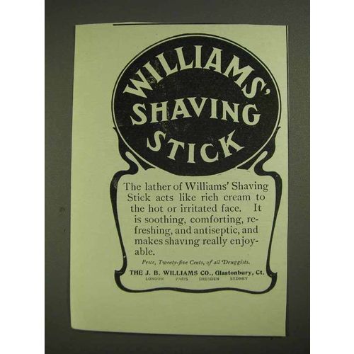 1903 Williams' Shaving Stick Ad - Like Rich Cream