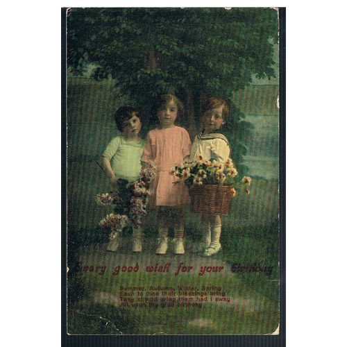 THREE YOUNG CHILDREN WISH EVERY WISH ON YOUR BIRTHDAY C1908