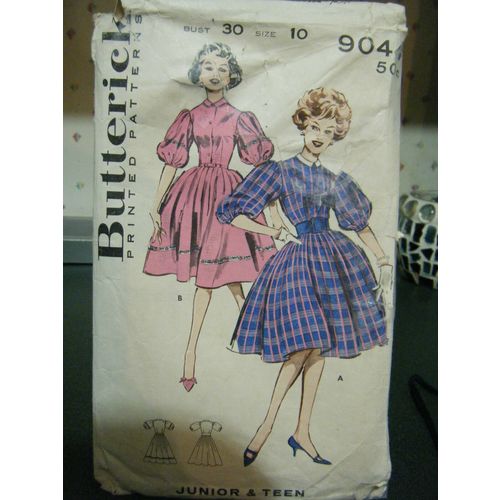Vintage Butterick 9044 Teen Size Dress Pattern - Size 10 Teen Bust 30