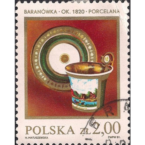 POLAND, Cup and plate Baranowka 1820, red 1981, 2 Zl