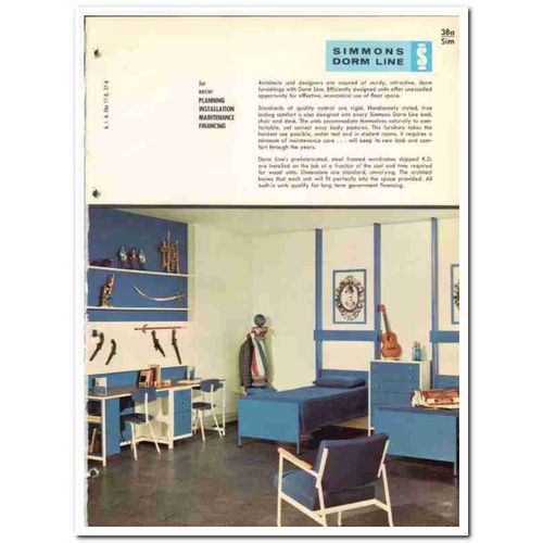 SIMMONS COMPANY 1964 Dorm Line furniture chest desk vintage catalog