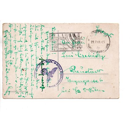 POSTCARD OF ST.MARYS SQUARE MUNICH GERMANY POSTED 1941 SWASTIKA HANDSTAMP (4133)