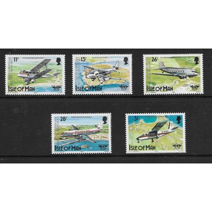 ISLE OF MAN 1984 AVIATION SET 5 VALS U/M MINT