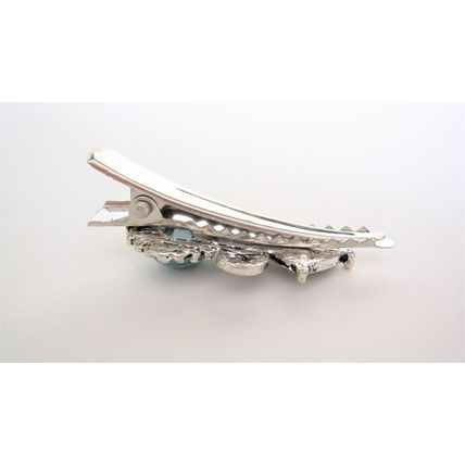 Turquoise blue stone metal native alligator hair clip for thin fine hair