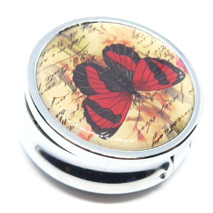 Butterfly & Flowers 1.5 CM Pill Box Carte Postal Storage Gift