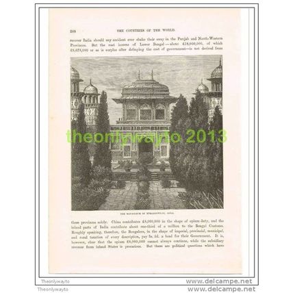 MAUSOLEUM OF ETMADDOWLA, AGRA, INDIA, Book Illustration c1890