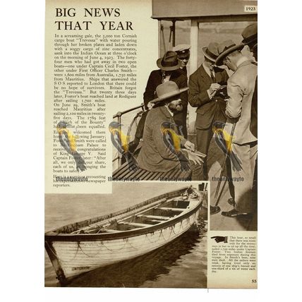 Trevessa, Cornish Boat Sinks, Indian Ocean 1923 (See Reverse), Book Illustration