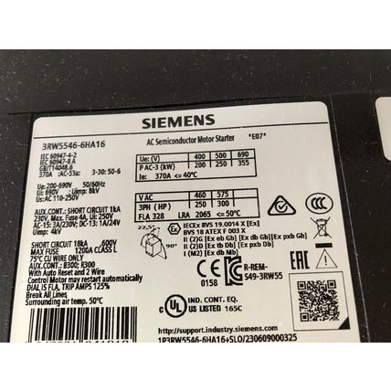 NEW SIEMENS 3RW5546-6HA16 SOFT STARTER UNIT,SIEMENS 3RW5546 6HA16,AA