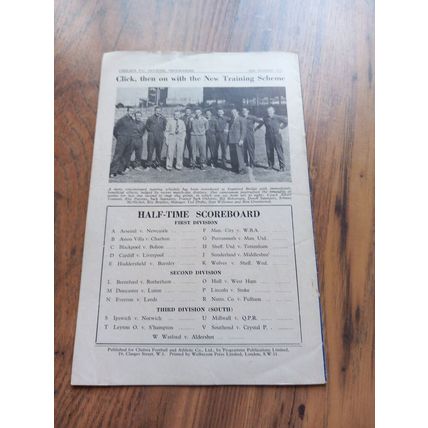 1953/54 Chelsea vs Preston North End, Division 1, 28/11/1953 ** FREE P&P **