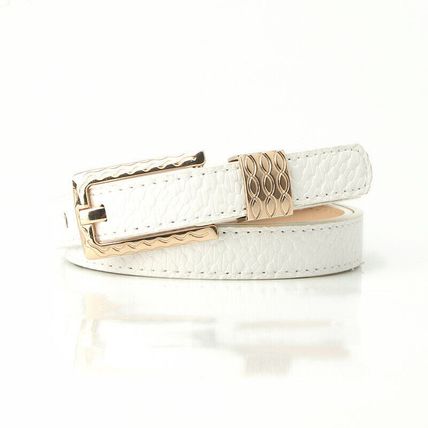 versatile women's leather thin belt vintage chic pattern decorative waist belt