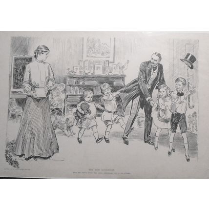 The New Governess, by Charles Dana Gibson. 1904. Collier's Weekly. Original.