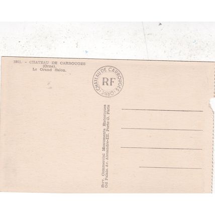 Chateau Carrouges Grand Salon France Postcard unused Edge damage