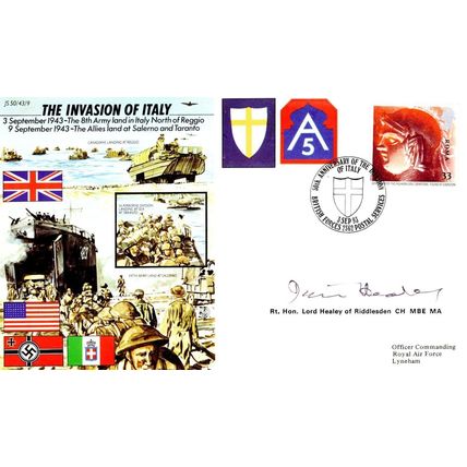 Denis Healey Labour MP WW2 Invasion Of Italy Hand Signed FDC