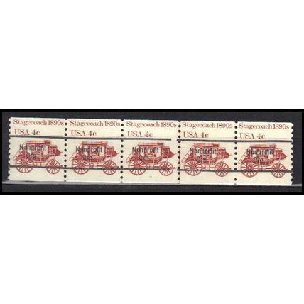 1898Ab 4c Stagecoach Fine MNH Dry Gum PNC 5/5 Line Gap AA0043