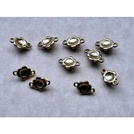 10 Pearl Rhinestone Connectors, Flower Shape, Glass Findings, Assorted Bracelet