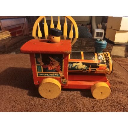 Old Vintage Original Fisher Price Chuggy Pop Up # 616 6 1/2" Long Working 1955