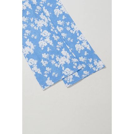 Myosotis Floral Print Half Button Wide Leg Relaxed Sleeveless Jumpsuit