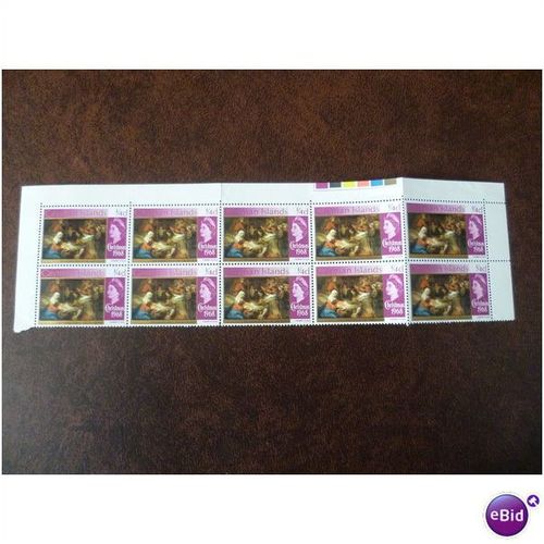 Cayman 1968 QEII Christmas block of 10 mint stamps SG221 Fabritius art