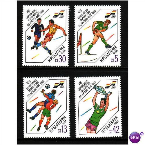 BULGARIA 1988 FOOTBALL SG 3529/3532 SET 4 VALS U/M MINT