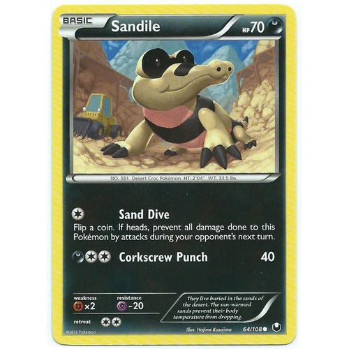Pokemon Black & White Dark Explorers - #64/108 - Sandile