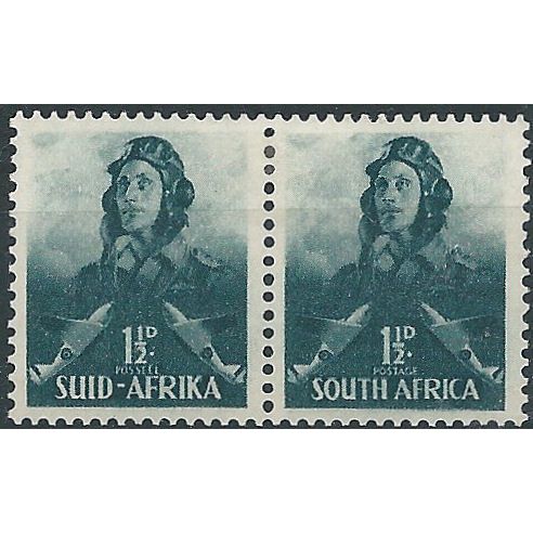 South Africa 1942 SG90 1 1/2d Myrtle Green Pair Mounted Mint . ..