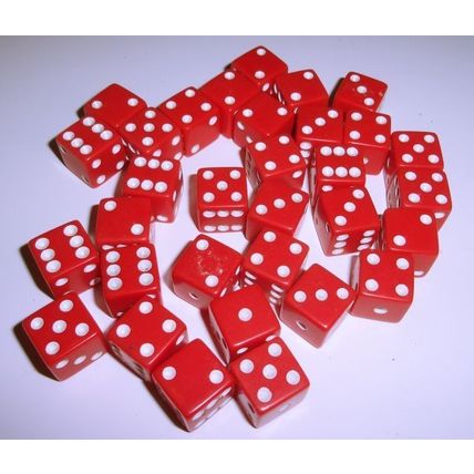 Vintage Red Game Dice Lot 32 pieces