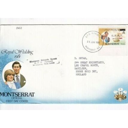 Montserrat 1983 Plymouth to Basildon OHMS cover typed VGC