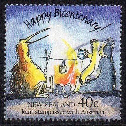 New Zealand 1988 JI with Australia - Australian Bicentenary 40c Used
