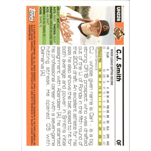 2005 Topps Baseball C J Smith ROOKIE
