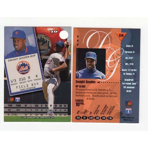 TWO 1994 Leaf Dwight Gooden cards- #10, Studio #114 –Mets