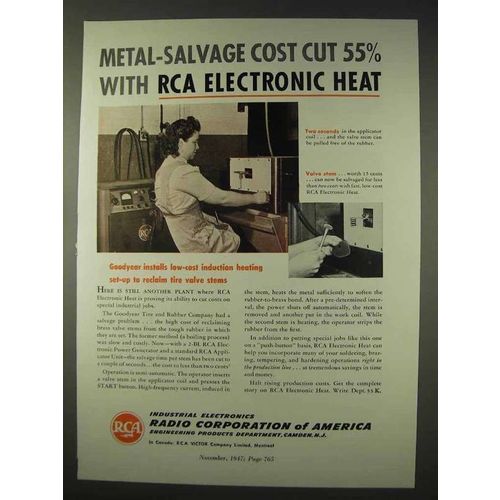 1947 RCA Electronic Heat Ad - Metal-Salvage Cost Cut