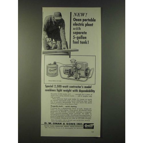 1959 D.W. Onan Model 205AJ-1P/1430 Electric Plant Ad