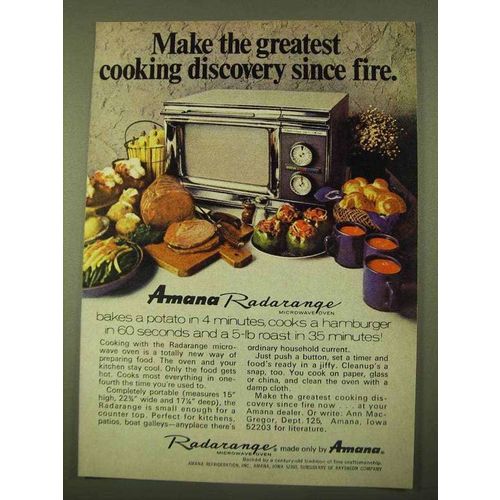 1970 Amana Radarange Microwave Ad - Greatest Discovery