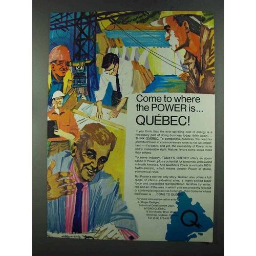 1972 Quebec Canada Ad - Come To Where the Power Is