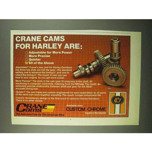 1987 Custom Chrome Crane Cams Ad - For Harley